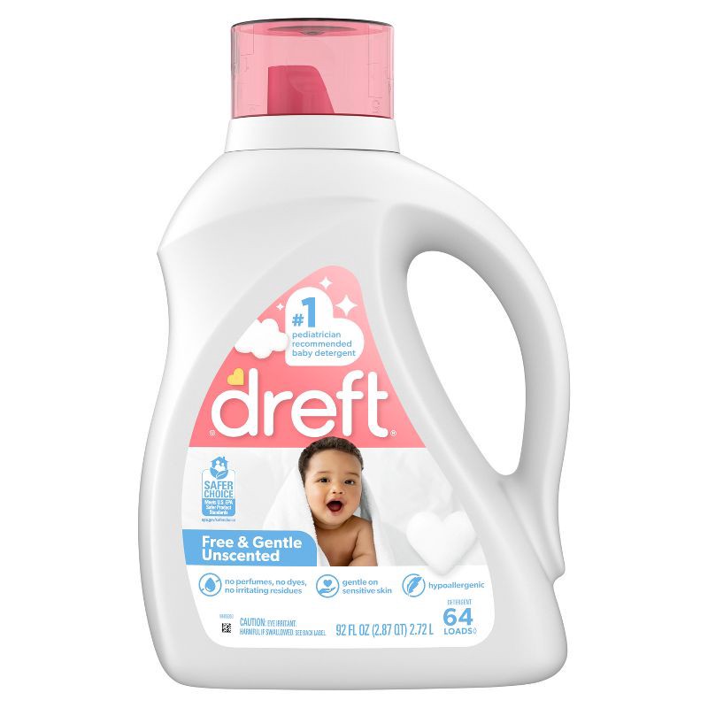 slide 2 of 12, Dreft Unscented Baby Family Friendly HE Liquid laundry Detergent 64 Loads - 92 fl oz, 92 fl oz