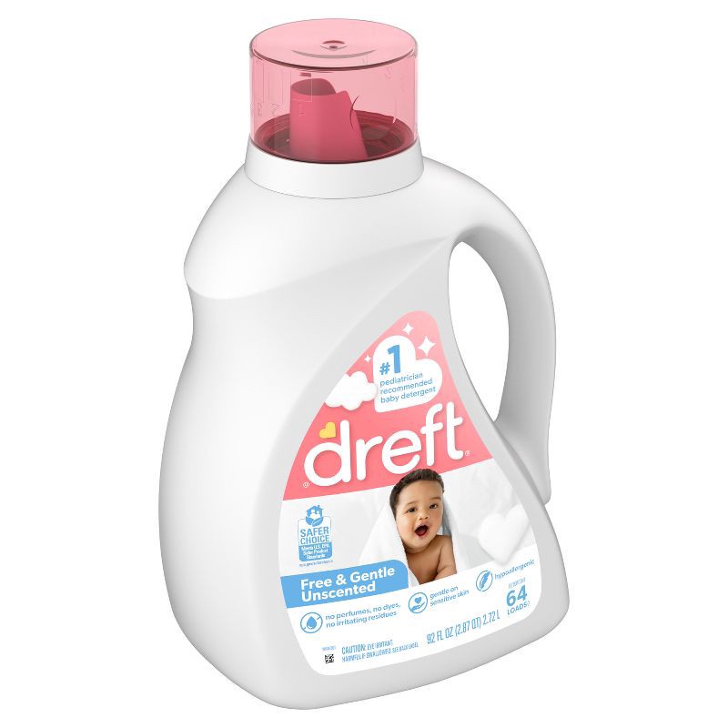 slide 10 of 12, Dreft Unscented Baby Family Friendly HE Liquid laundry Detergent 64 Loads - 92 fl oz, 92 fl oz