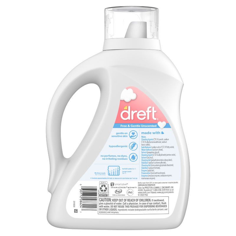 slide 12 of 12, Dreft Unscented Baby Family Friendly HE Liquid laundry Detergent 64 Loads - 92 fl oz, 92 fl oz