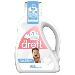 Dreft Unscented Baby Family Friendly HE Liquid laundry Detergent 64 Loads - 92 fl oz