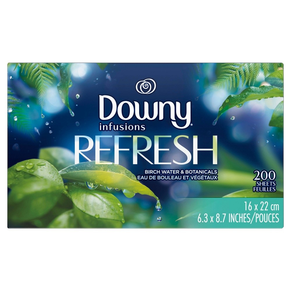 slide 2 of 3, Downy Infusions Refresh Birch Water & Botanicals Fabric Softener Dryer Sheets, 200 ct