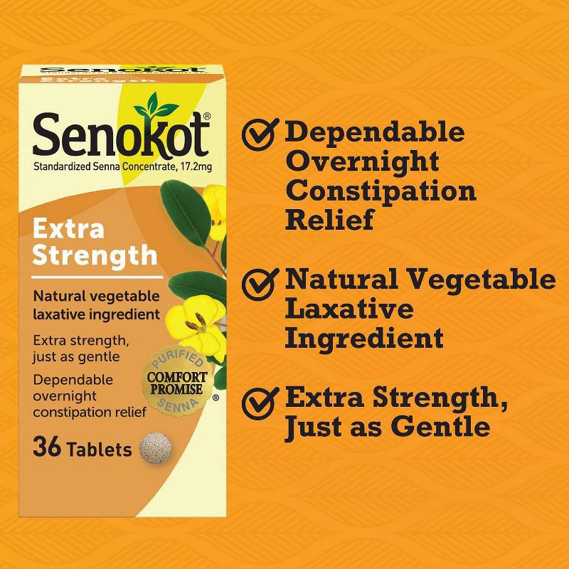 slide 3 of 6, Senokot Extra Strength Natural Vegetable Ingredient Laxative - 36ct, 36 ct