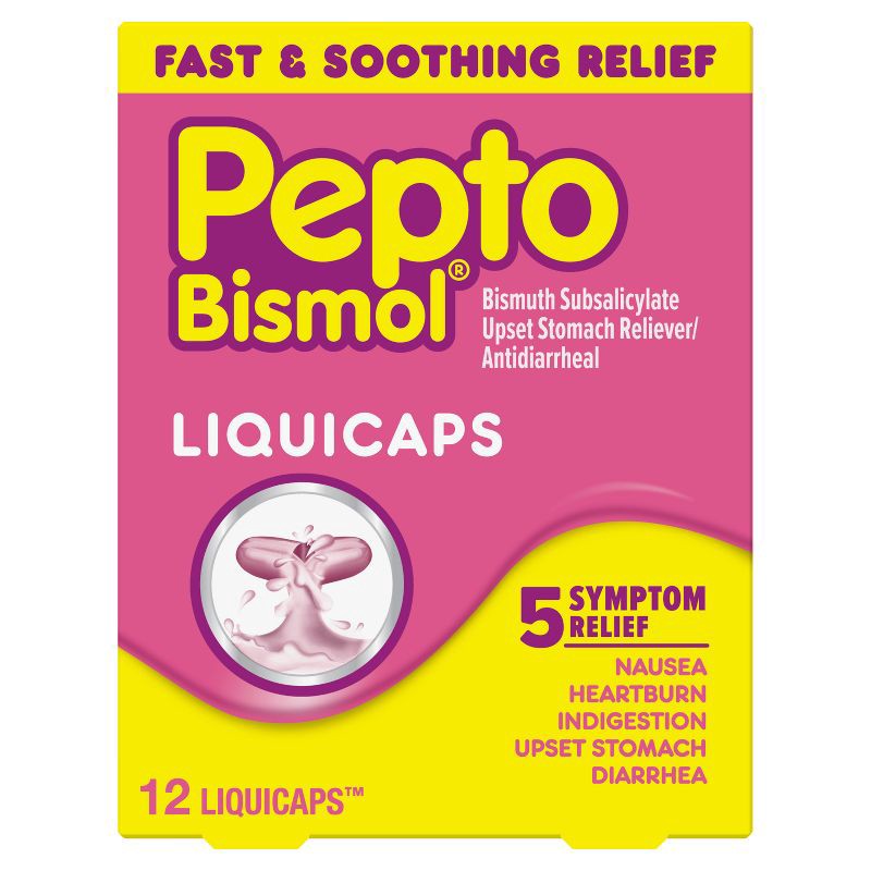 slide 1 of 9, Pepto-Bismol 5 Symptom Stomach Relief Liquicaps - 12ct, 12 ct