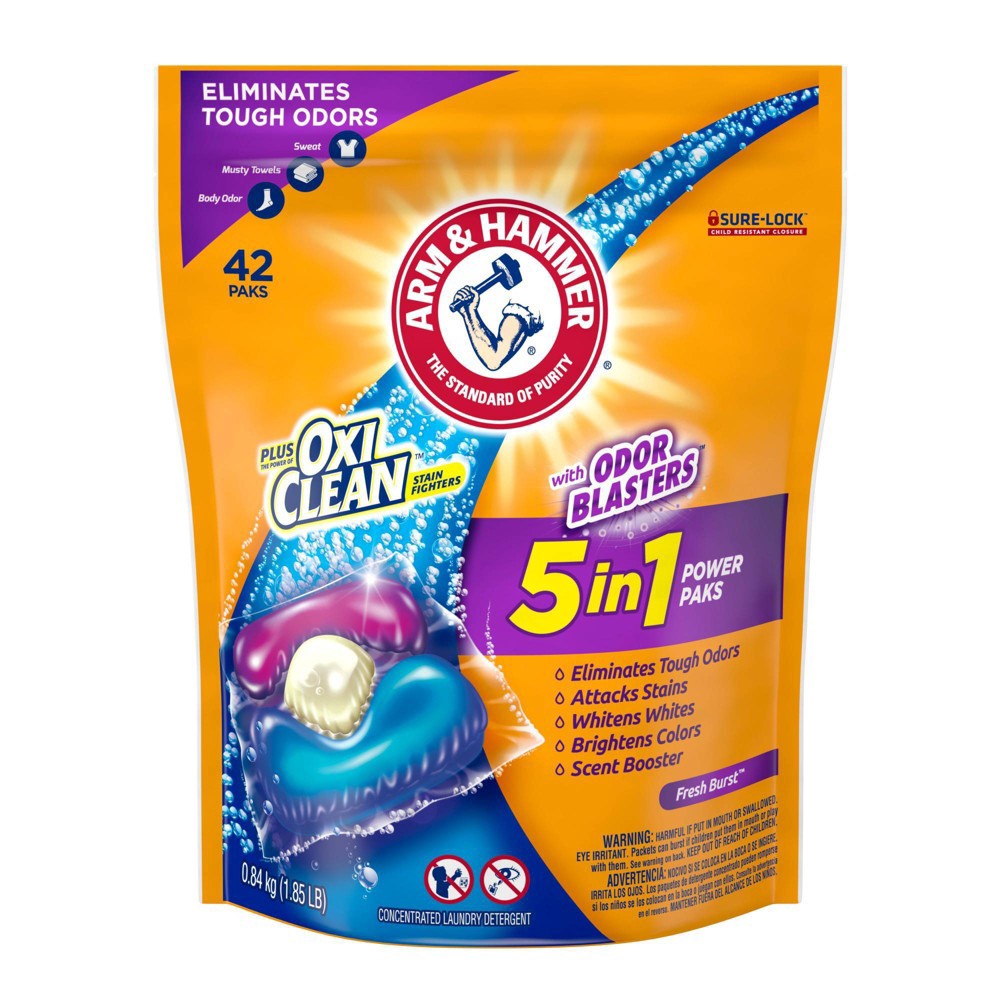 slide 2 of 7, Arm & Hammer Plus OxiClean with Odor Blasters, 42 ct, 29.6 oz