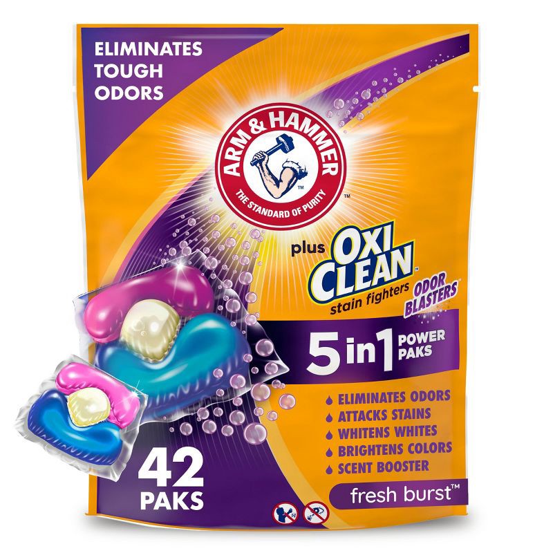 slide 1 of 15, Arm & Hammer Plus OxiClean with Odor Blasters - 42ct/29.6oz, 42 ct, 29.6 oz