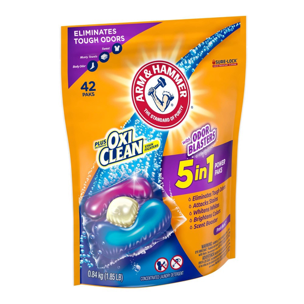 slide 4 of 7, Arm & Hammer Plus OxiClean with Odor Blasters, 42 ct, 29.6 oz