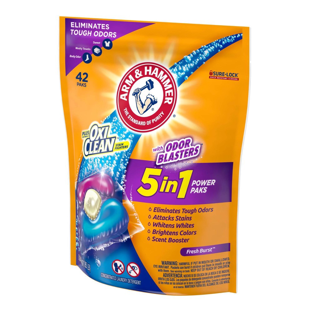 slide 5 of 7, Arm & Hammer Plus OxiClean with Odor Blasters, 42 ct, 29.6 oz