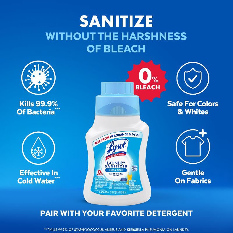 slide 6 of 10, Lysol Laundry Sanitizer Free & Clear - 41 fl oz, 41 fl oz
