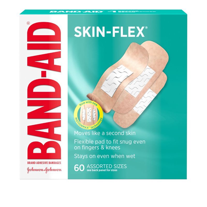 slide 1 of 8, Band-Aid Skin-Flex Assorted Sizes Adhesive Bandages - 60ct, 60 ct