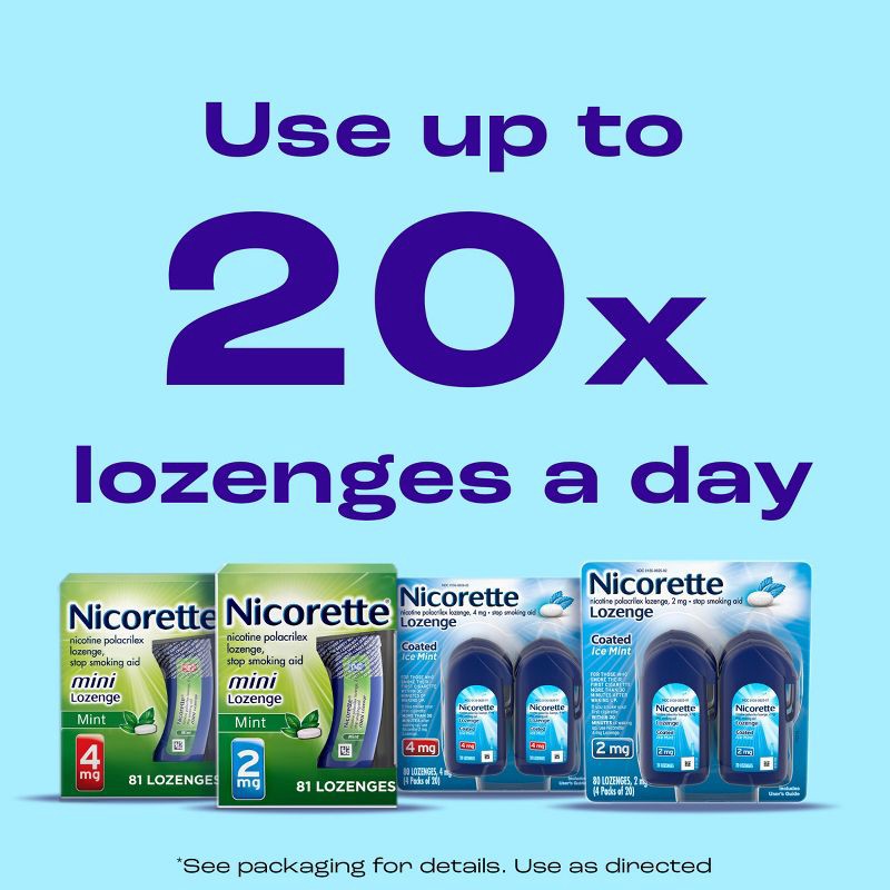 slide 3 of 10, Nicorette 2mg Coated Nicotine Lozenge Stop Smoking Aid - Ice Mint - 80ct, 2mg, 80 ct