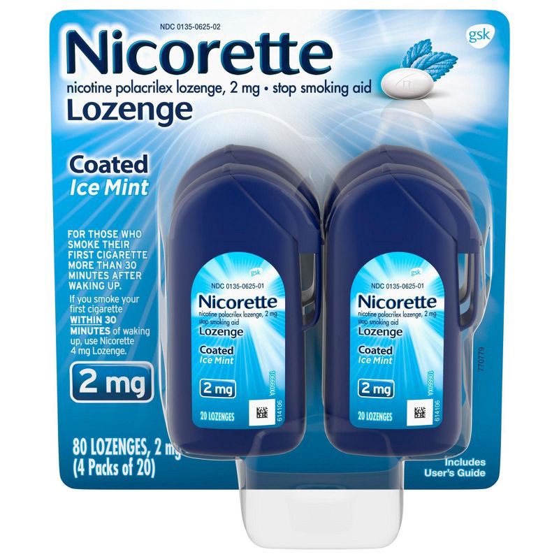 slide 1 of 9, Nicorette 2mg Coated Nicotine Lozenge Stop Smoking Aid - Ice Mint - 80ct, 2mg, 80 ct