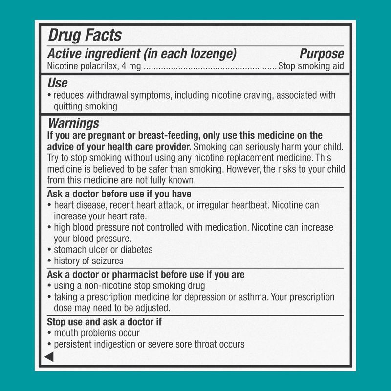 slide 10 of 10, Nicorette 4mg Coated Nicotine Lozenge Stop Smoking Aid - Ice Mint - 80ct, 4mg, 80 ct