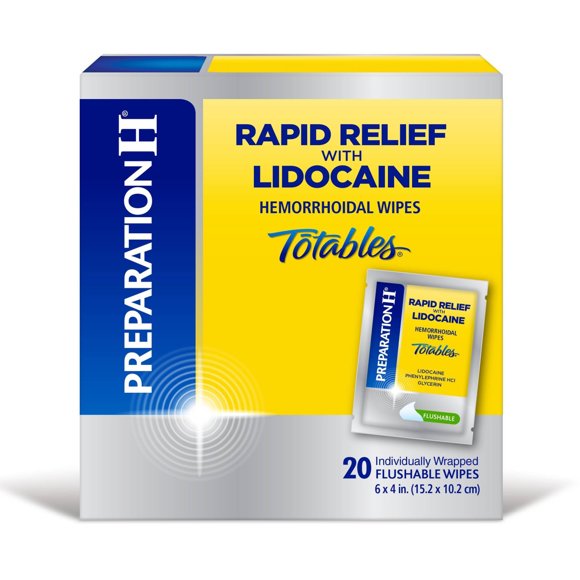 slide 1 of 7, Preparation-H Rapid Relief with Lidocaine Hemorrhoidal Wipes, 20 ct