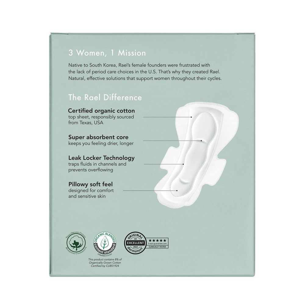 slide 2 of 5, Rael Organic Cotton Cover Large Menstrual Fragrance Free Pads - Unscented - 14ct, 14 ct