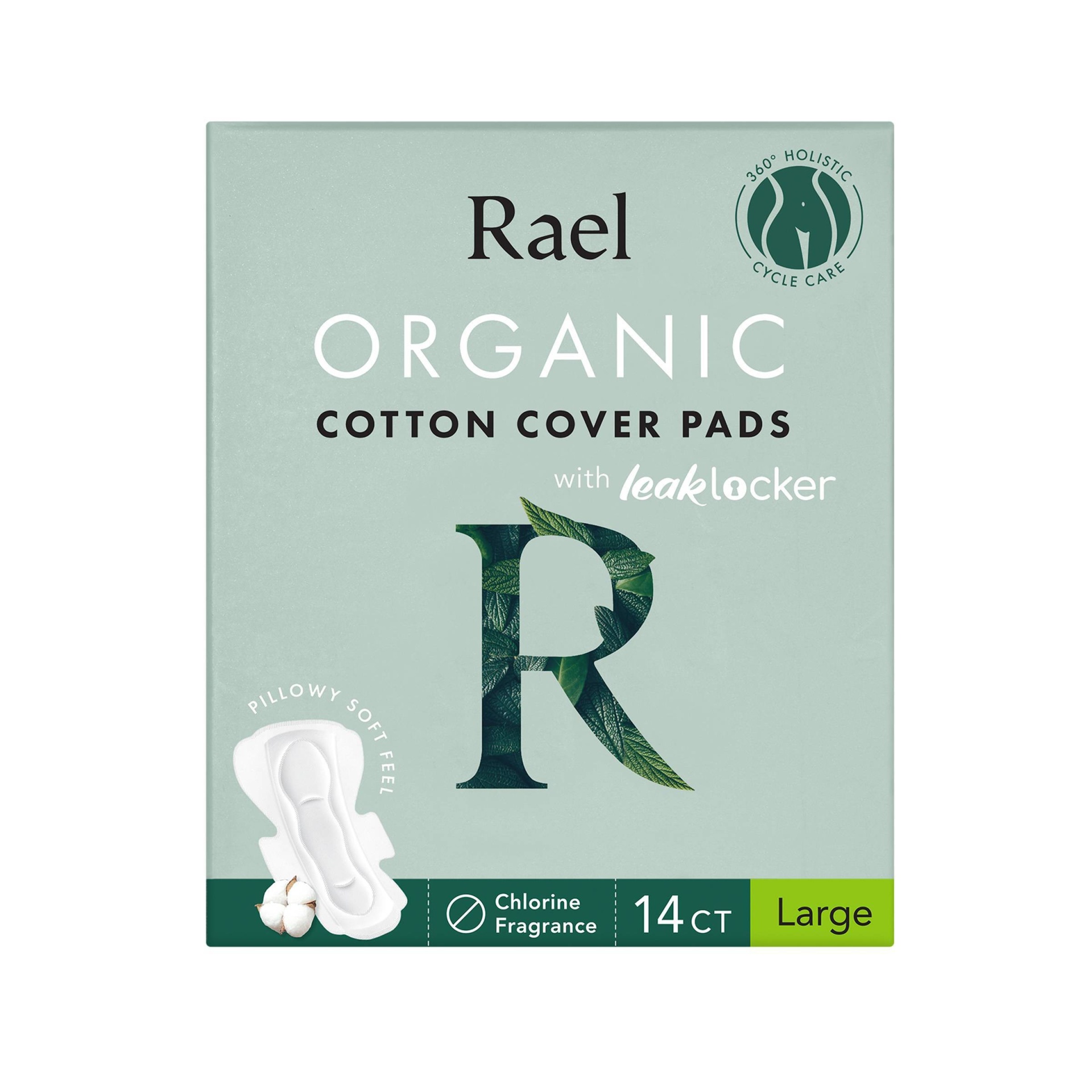 slide 1 of 5, Rael Organic Cotton Cover Large Menstrual Fragrance Free Pads - Unscented - 14ct, 14 ct