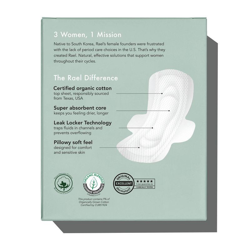 slide 2 of 7, Rael Organic Cotton Cover Regular Menstrual Fragrance Free Pads - Unscented - 16ct, 16 ct