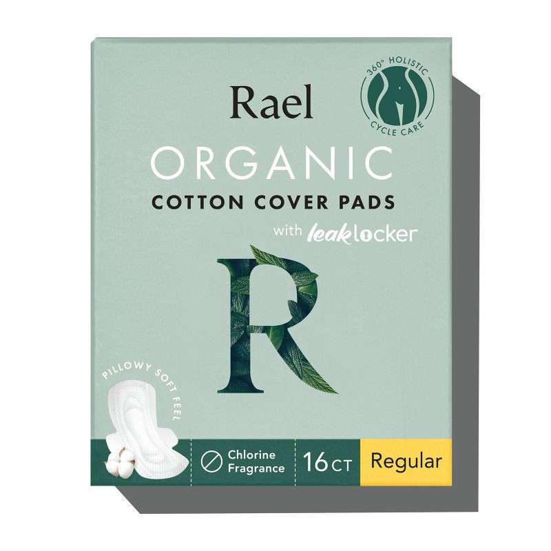 slide 1 of 7, Rael Organic Cotton Cover Regular Menstrual Fragrance Free Pads - Unscented - 16ct, 16 ct