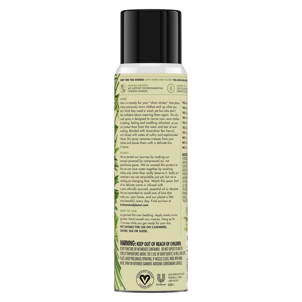 slide 2 of 5, Love Home and Planet Love Home & Planet Vetiver & Tea Tree Re-Wear Dry Spray, 6.76 fl oz