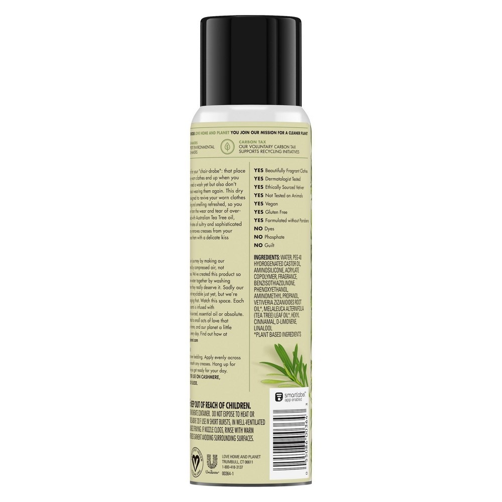 slide 5 of 5, Love Home and Planet Love Home & Planet Vetiver & Tea Tree Re-Wear Dry Spray, 6.76 fl oz