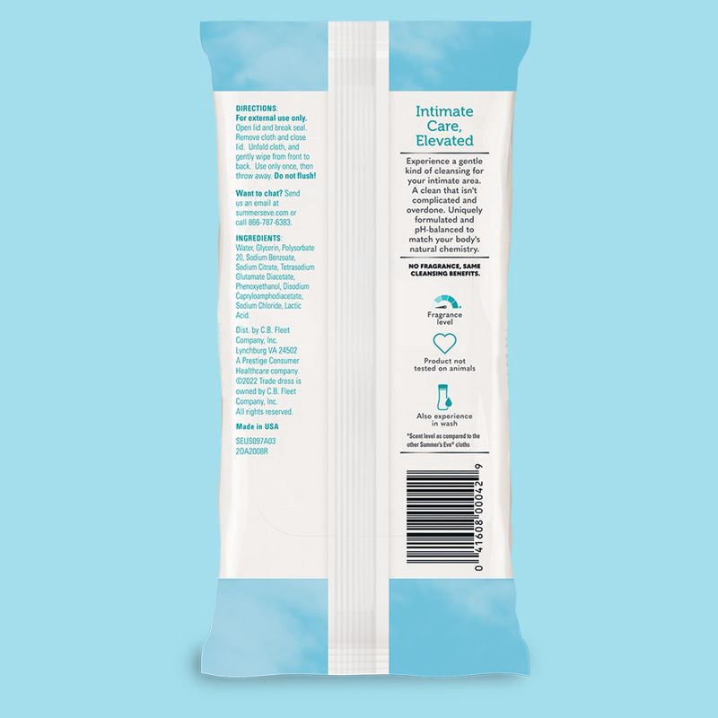 slide 8 of 8, Summer's Eve Fragrance Free Feminine Cleansing Wipes - 32ct, 32 ct