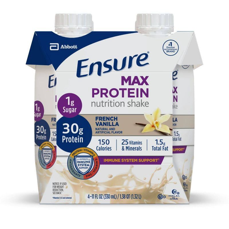 slide 1 of 12, Ensure Max Protein Nutritional Shake - Vanilla - 4ct/44 fl oz, 4 ct; 44 fl oz