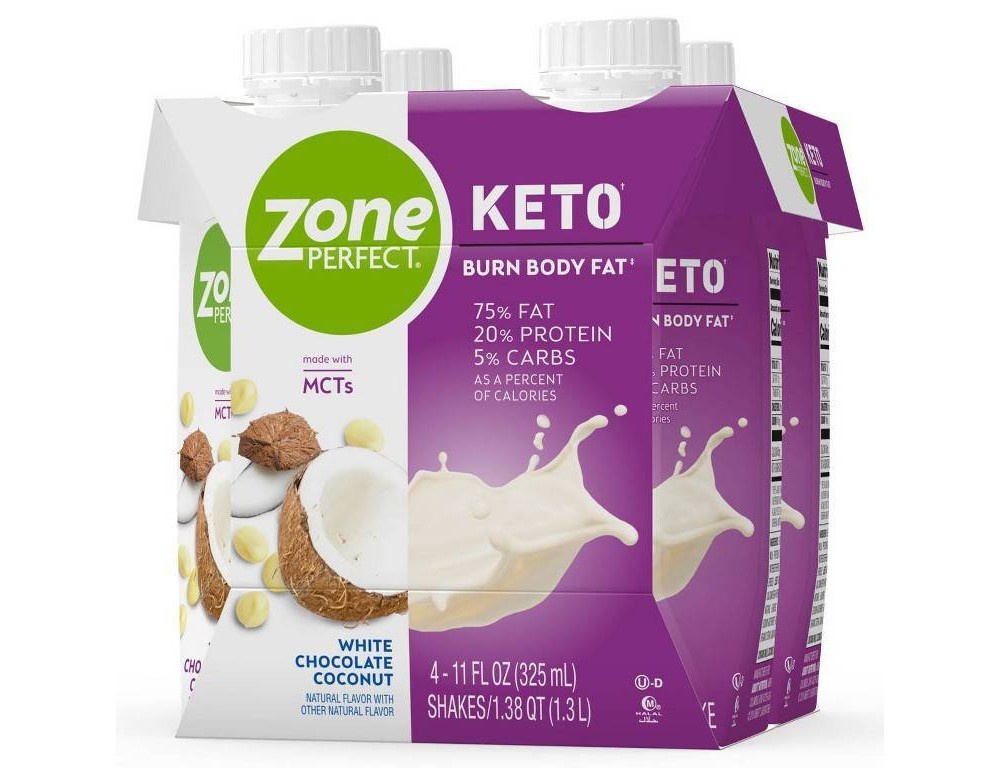 slide 2 of 5, Zone Perfect Keto White Chocolate Coconut Shake, 4 ct; 11 fl oz