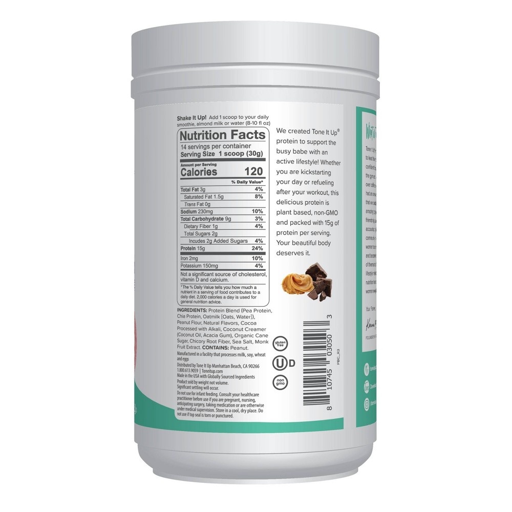 slide 2 of 4, Tone It Up Protein Powder - Peanut Butter Chocolate, 13 oz