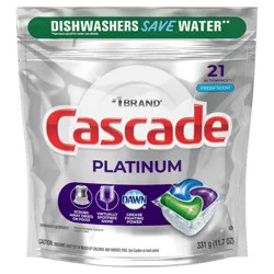 Cascade Platinum ActionPacs Dishwasher Detergents - Fresh Scent - 21ct