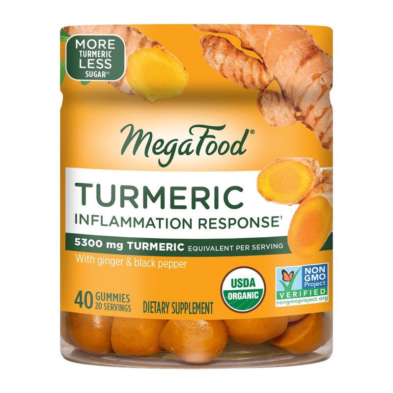 slide 1 of 1, MegaFood Turmeric Organic Vegan Gummies -Ginger & Black Pepper - 40ct, 40 ct