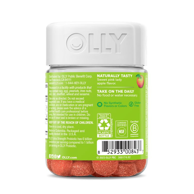 slide 4 of 9, OLLY Extra Strength Probiotic Gummies for Immune and Digestive Support - 50ct, 50 ct