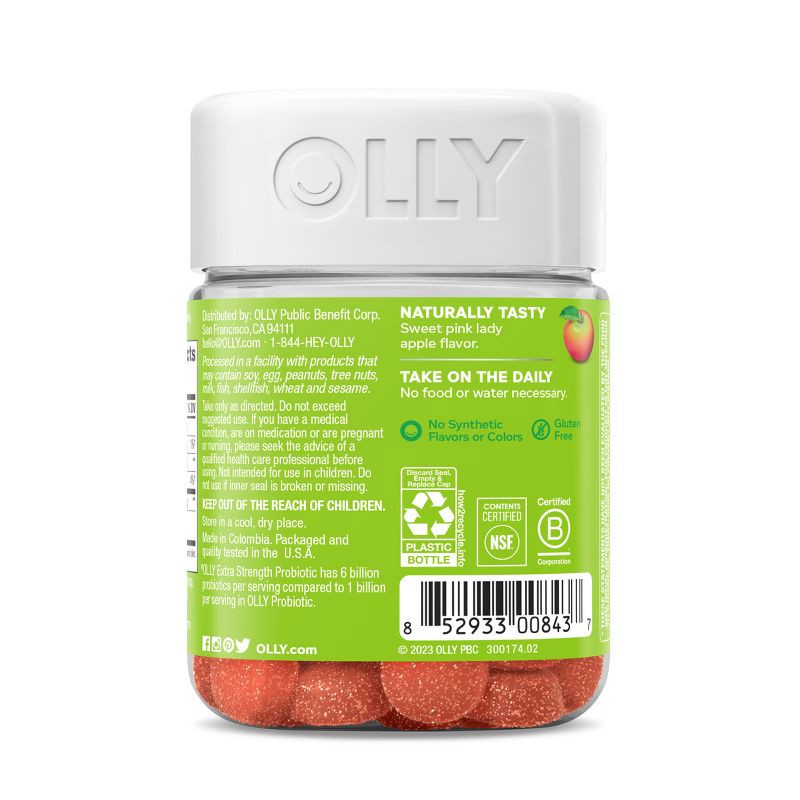 slide 4 of 7, OLLY Extra Strength Probiotic Gummies for Immune and Digestive Support - 50ct, 50 ct