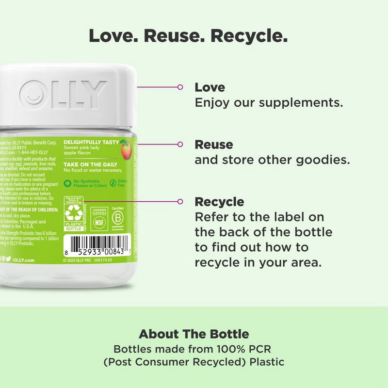 slide 5 of 12, OLLY Extra Strength Probiotic Gummies for Immune and Digestive Support - 50ct, 50 ct