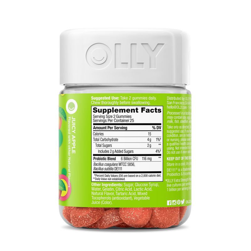 slide 6 of 12, OLLY Extra Strength Probiotic Gummies for Immune and Digestive Support - 50ct, 50 ct