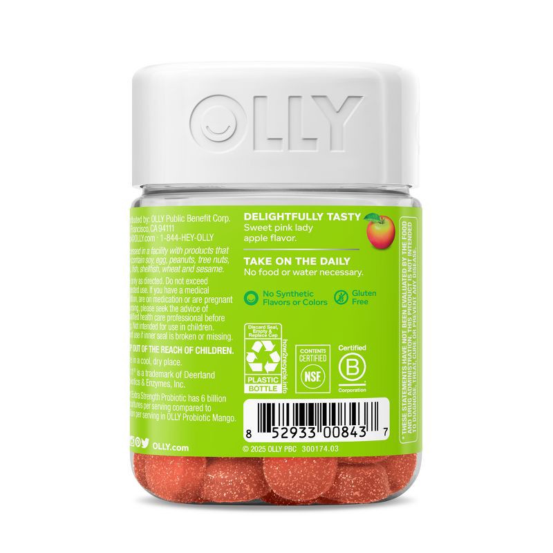 slide 8 of 12, OLLY Extra Strength Probiotic Gummies for Immune and Digestive Support - 50ct, 50 ct