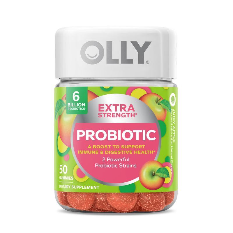 slide 1 of 9, OLLY Extra Strength Probiotic Gummies for Immune and Digestive Support - 50ct, 50 ct