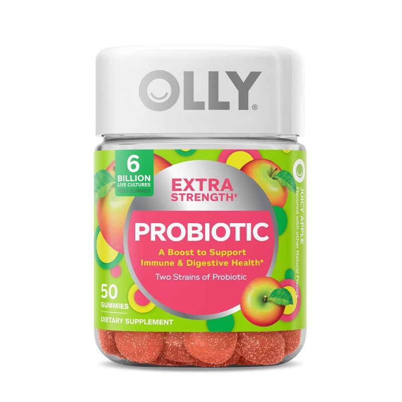 slide 1 of 12, OLLY Extra Strength Probiotic Gummies for Immune and Digestive Support - 50ct, 50 ct