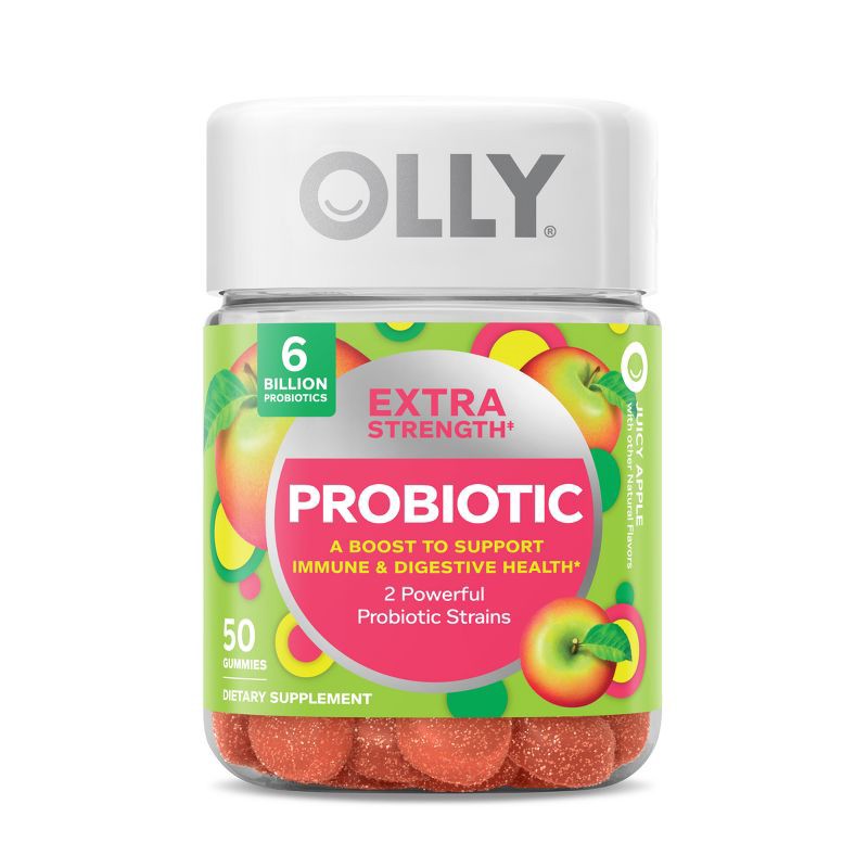 slide 1 of 7, OLLY Extra Strength Probiotic Gummies for Immune and Digestive Support - 50ct, 50 ct