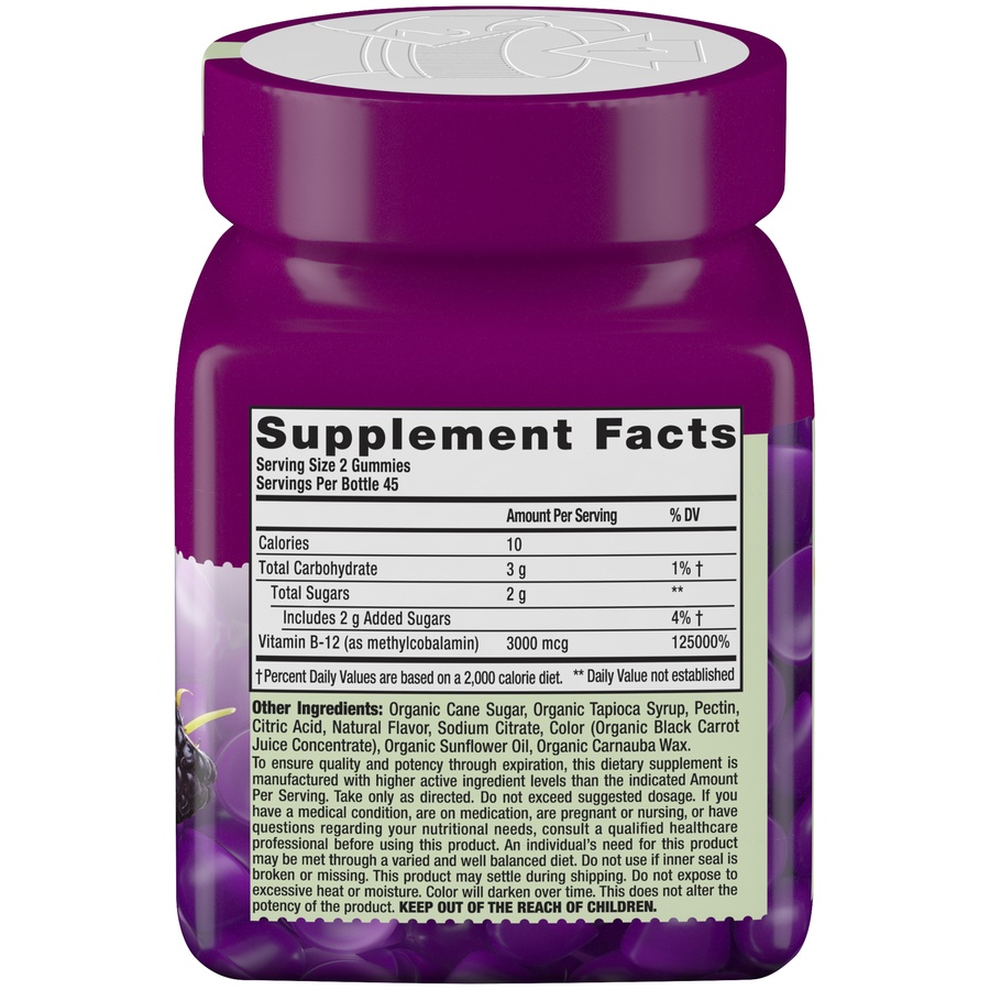 slide 2 of 4, Vitafusion Organic Vitamin B12 Black Raspberry Gummies, 90 ct