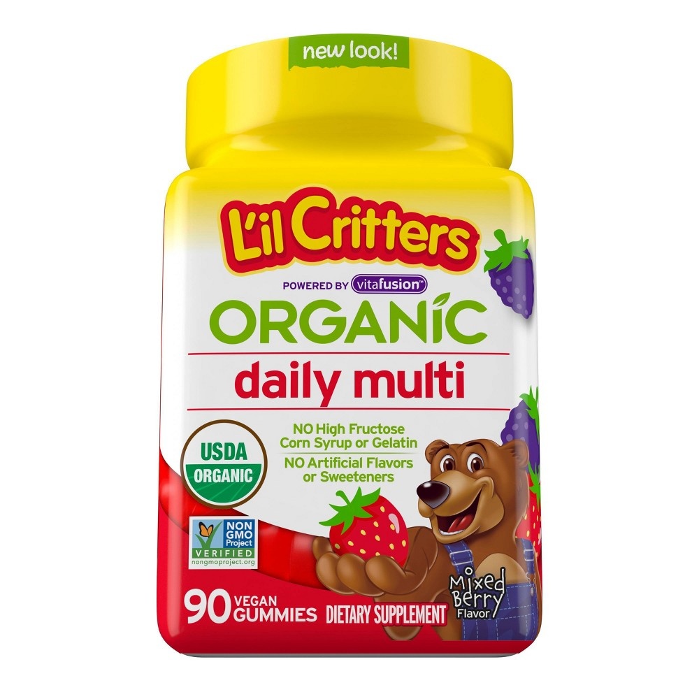 slide 5 of 6, L'il Critters Organic Multivitamin Gummies - Berry, 90 ct