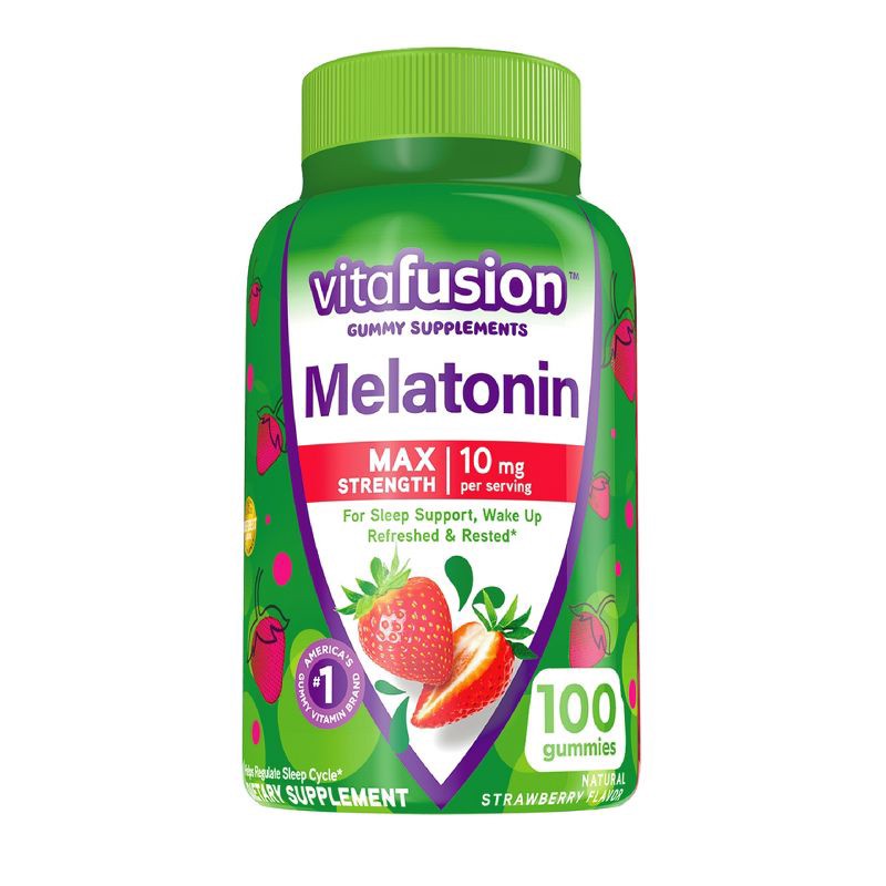 slide 1 of 8, Vitafusion Max Strength Melatonin Gummies for Sleep Support - 100ct, 100 ct