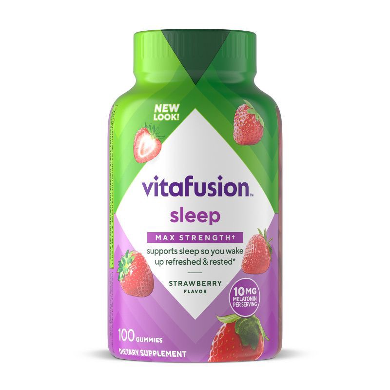 slide 1 of 9, Vitafusion Max Strength Melatonin Gummies for Sleep Support - 100ct, 100 ct