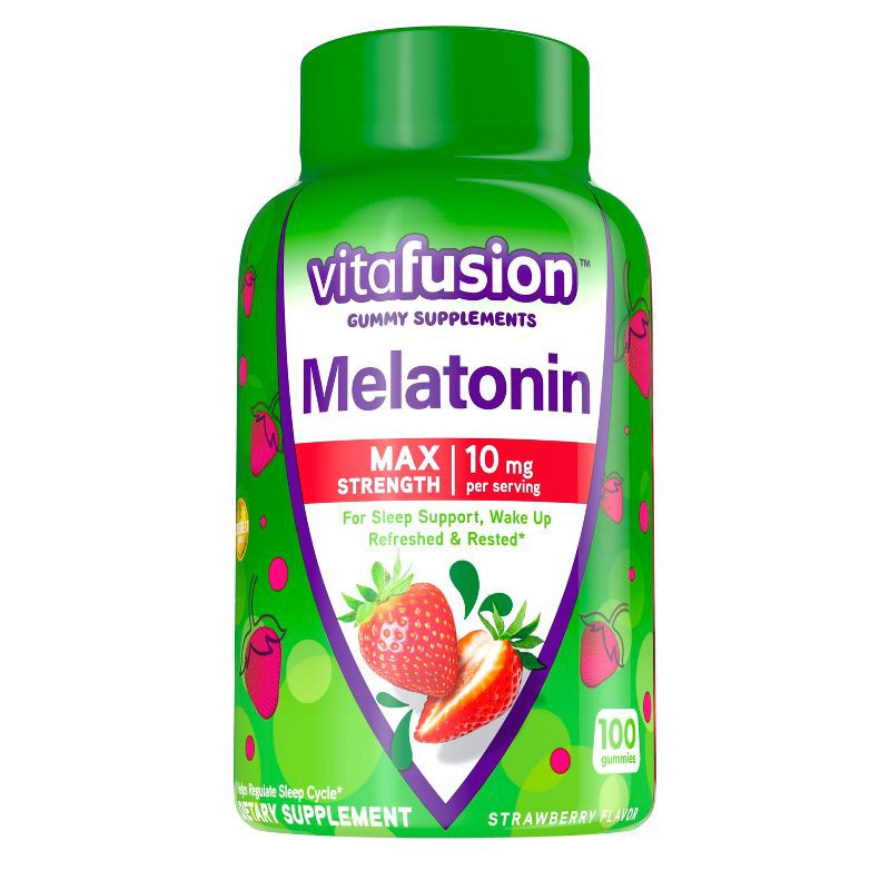 slide 1 of 9, Vitafusion Max Strength Melatonin Gummies for Sleep Support - 100ct, 100 ct