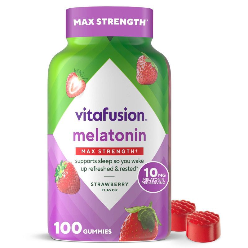 slide 1 of 11, Vitafusion Max Strength Melatonin Gummies for Sleep Support - 100ct, 100 ct