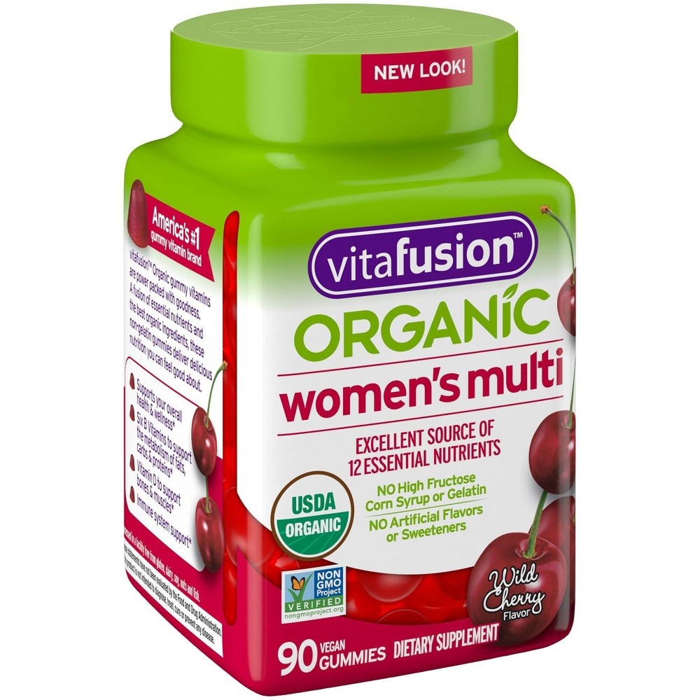 slide 2 of 8, Vitafusion Organic Women's Multivitamin Gummies - Wild Cherry, 90 ct