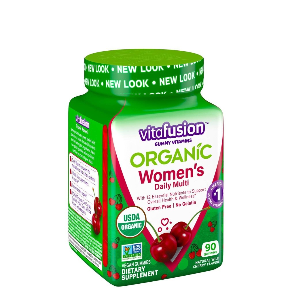 slide 3 of 8, Vitafusion Organic Women's Multivitamin Gummies - Wild Cherry, 90 ct