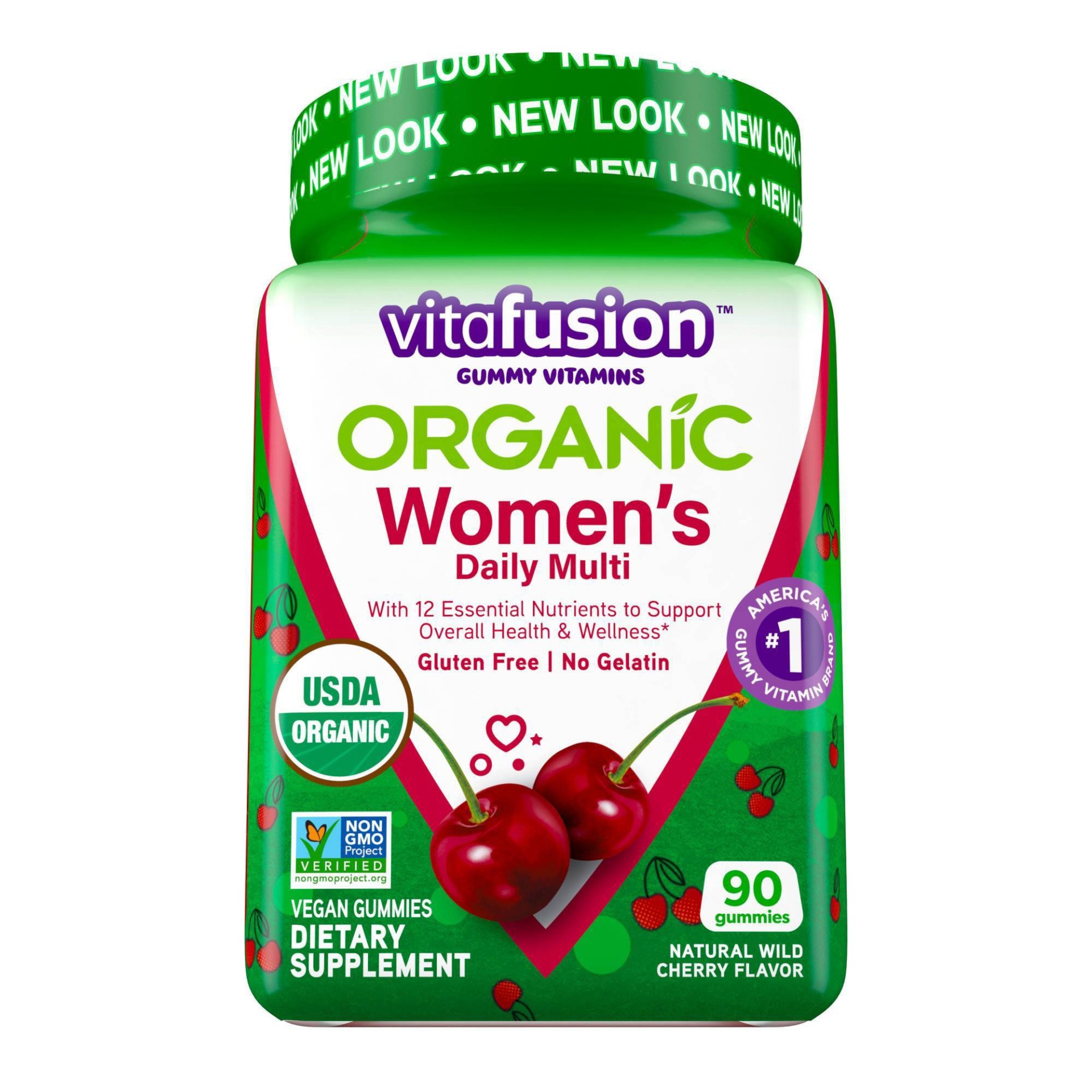 slide 1 of 8, Vitafusion Organic Women's Multivitamin Gummies - Wild Cherry, 90 ct