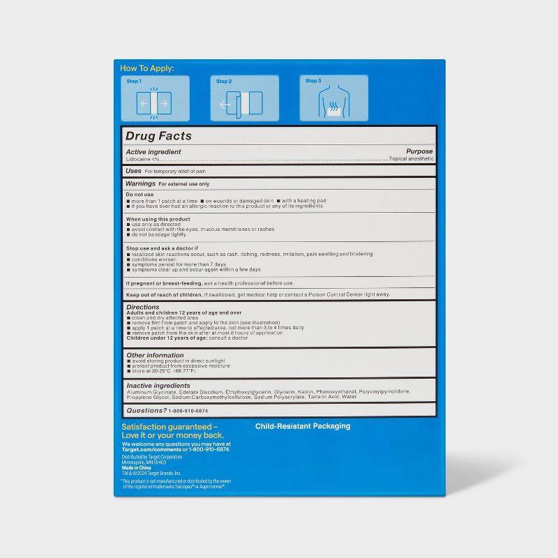 slide 3 of 4, Lidocaine 4% Pain Relieving Gel Patch - 6ct - up&up™, 6 ct