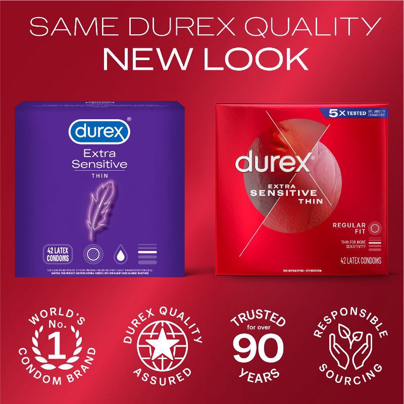 slide 8 of 12, Durex Extra Sensitive Value Pack Latex Condoms - 42ct, 42 ct