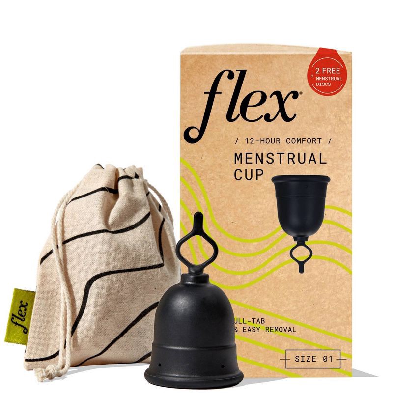 slide 1 of 6, Flex Menstrual Cup with 2 Free Menstrual Discs – Size 1 Slim, 1 ct