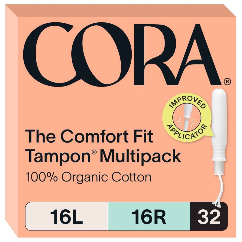 slide 1 of 10, Cora Organic Cotton Tampons Multipack - Light/Regular Absorbency - 32ct, 32 ct